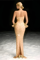 Arygon Strapless Cutout Crystal Maxi Dress