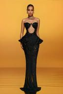 Arygon Strapless Cutout Crystal Maxi Dress