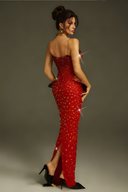 Arygon Strapless Cutout Crystal Maxi Dress