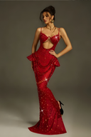 Arygon Strapless Cutout Crystal Maxi Dress