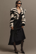 Avec Les Filles Faux-Fur Zebra Cropped Coat