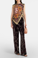 Scarf Floral Fringed Silk Top