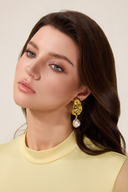 Irregular Shape Faux Pearl Metal Earrings