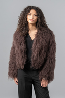 Brown Short Mongolian Fur Jacket