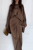 Satin Batwing Sleeve Maxi Dress