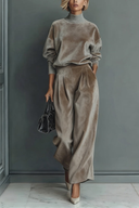 Turtleneck Casual Warm Velvet Pants Set