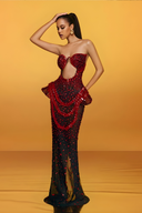 Arygon Strapless Cutout Crystal Maxi Dress