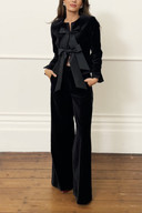 Elegant Velvet Bow Two-Piece Set