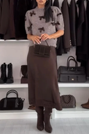 Crewneck Sweater Top & Criss Cross Satin Midi Dress