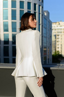 White Single-Breasted Blazer & Bell-Bottom Two-Piece Suit