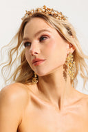 Gold Floral Metal Stud Earrings