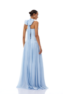 Elegant V-neck Pleated Slit Maxi Dress