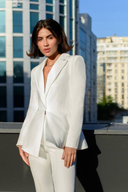 White Single-Breasted Blazer & Bell-Bottom Two-Piece Suit