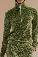 Retro Leopard Print Stand Collar Velvet Top & Skirt Set