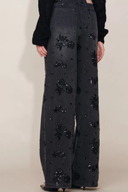 Jhenie Beaded Sequin Floral Wide-Leg Denim Jeans