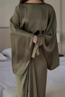 Satin Batwing Sleeve Maxi Dress