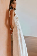 Refined Lace Side-Tie Maxi Dress