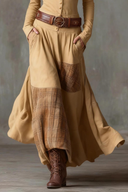 Retro Plaid Patchwork Maxi Dress