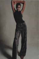 Jhenie Beaded Sequin Floral Wide-Leg Denim Jeans