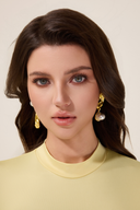 Irregular Shape Faux Pearl Metal Earrings