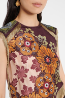 Scarf Floral Fringed Silk Top