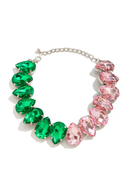 Stud Heart Shape Faux Pink Crystal Necklace