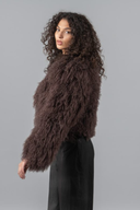 Brown Short Mongolian Fur Jacket