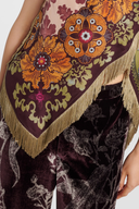 Scarf Floral Fringed Silk Top