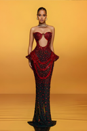 Arygon Strapless Cutout Crystal Maxi Dress