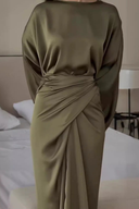 Satin Batwing Sleeve Maxi Dress