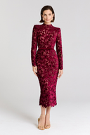 Diane Burgundy Lace Long Sleeve Midi Dress