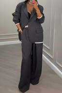 Fashion Sports Style Colorblock Lapel Blazer Set