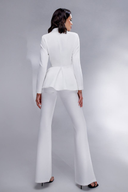 White Single-Breasted Blazer & Bell-Bottom Two-Piece Suit