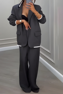 Fashion Sports Style Colorblock Lapel Blazer Set