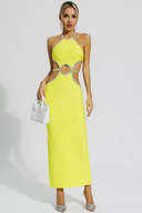 Rhinestone Cut-Out Halter Neck Maxi Dress