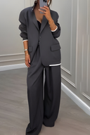 Fashion Sports Style Colorblock Lapel Blazer Set