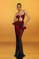 Arygon Strapless Cutout Crystal Maxi Dress