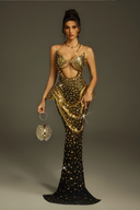 Arygon Strapless Cutout Crystal Maxi Dress