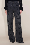 Jhenie Beaded Sequin Floral Wide-Leg Denim Jeans