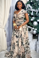 Ink Print Asymmetric Maxi Dress