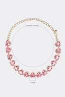 Stud Heart Shape Faux Pink Crystal Necklace