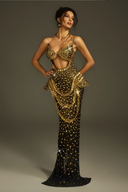 Arygon Strapless Cutout Crystal Maxi Dress