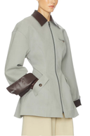 Light Grey Oversized Cropped Pu Jacket