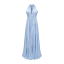 Elegant V-neck Pleated Slit Maxi Dress