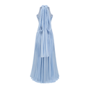 Elegant V-neck Pleated Slit Maxi Dress