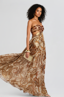 Bronze Satin Strapless Maxi Dress