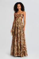Bronze Satin Strapless Maxi Dress