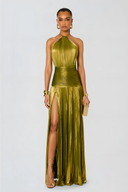 Thalia Shimmering Peridot Maxi Dress