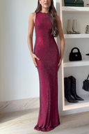 Sparkling Hotfix Sleeveless Bodycon Maxi Dress