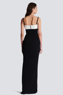 Contrast Color Button High Split Maxi Dress